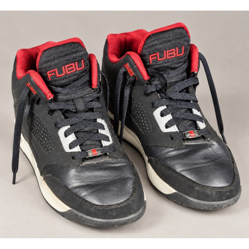 FUBU Mens High Top Basketball Sneakers Black Red Size 10